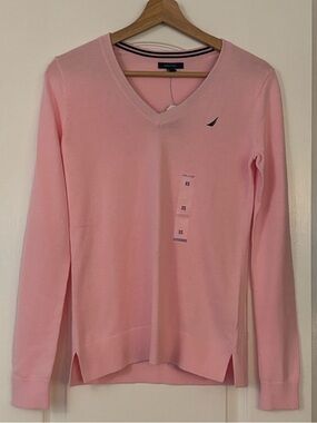 NWT Pink V-Neck Nautica Sweater - Size XS